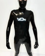 Full Black Latex Catsuit with Integrated Hood