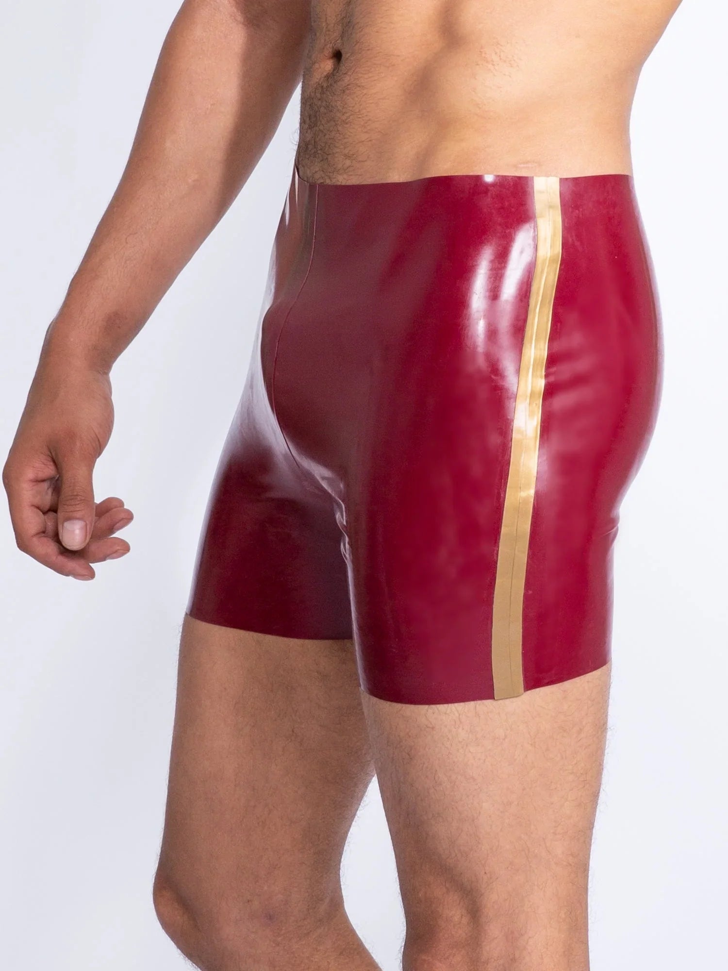 Maroon Latex Men's Shorts with Simple Design