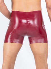 Maroon Latex Men's Shorts with Simple Design