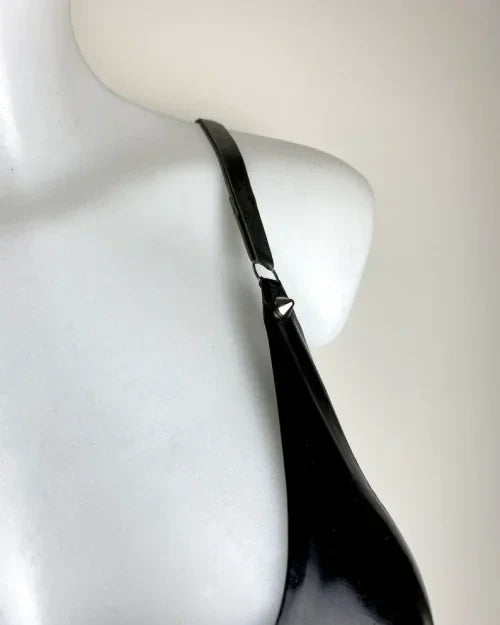 Classic Black Latex Bra with Adjustable Straps