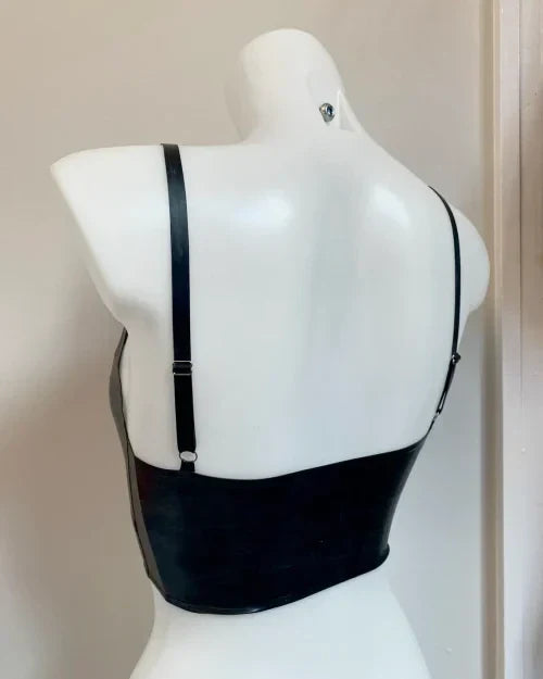 Matte Finish Black Latex Bra Top