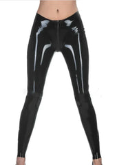 Black Latex High-Waisted Leggings with Gloss Finish