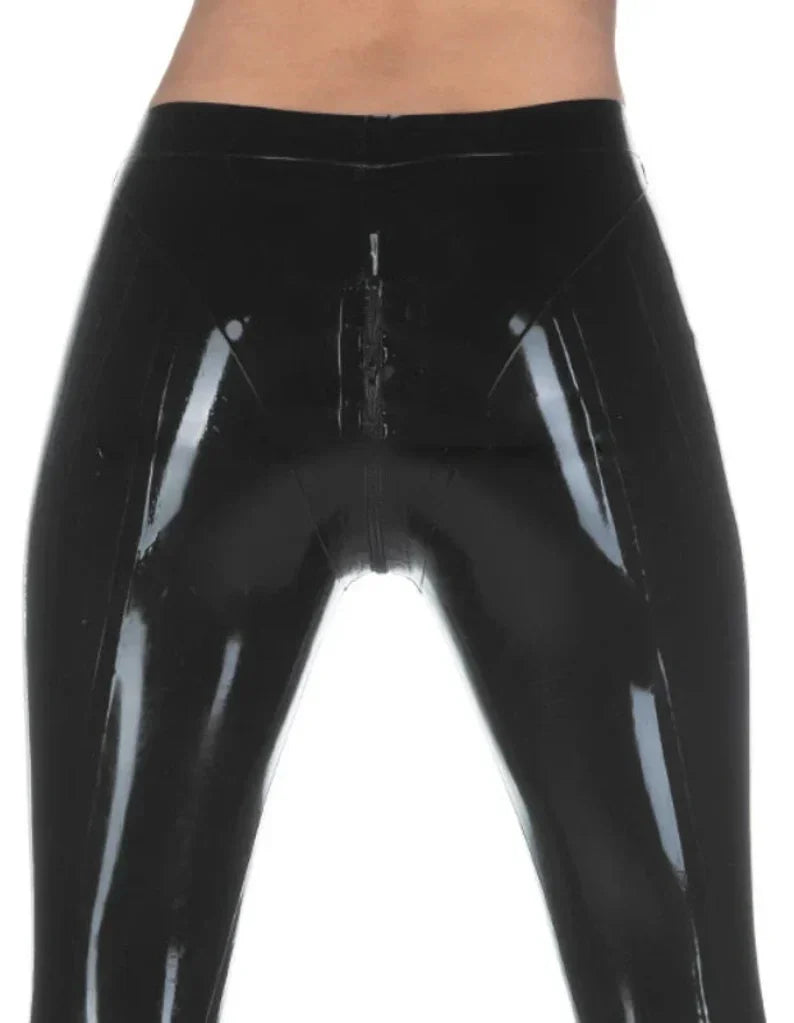 Black Latex High-Waisted Leggings with Gloss Finish