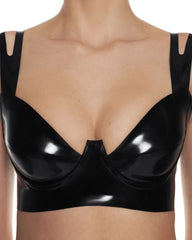 Classic Black Latex Bra with Underwire Support