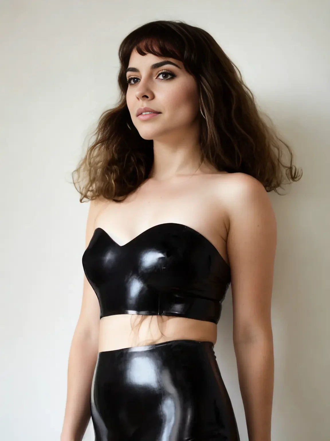 Strapless Black Latex Crop Top