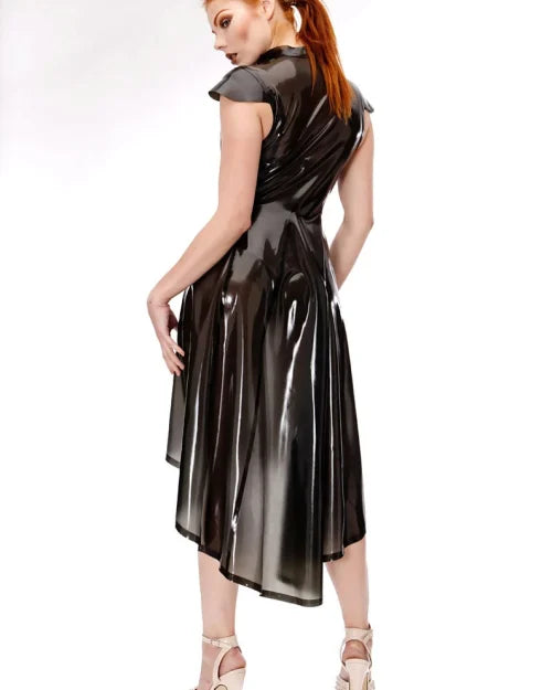 Black Transparent Latex Dress with Buckle Detail