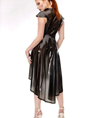 Black Transparent Latex Dress with Buckle Detail