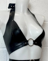 Latex Halter Bra with Ring Detail