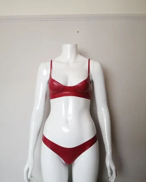 Elegant Red Latex Bikini Set for Women