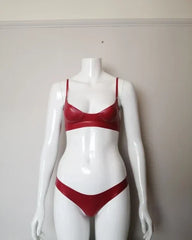 Elegant Red Latex Bikini Set for Women