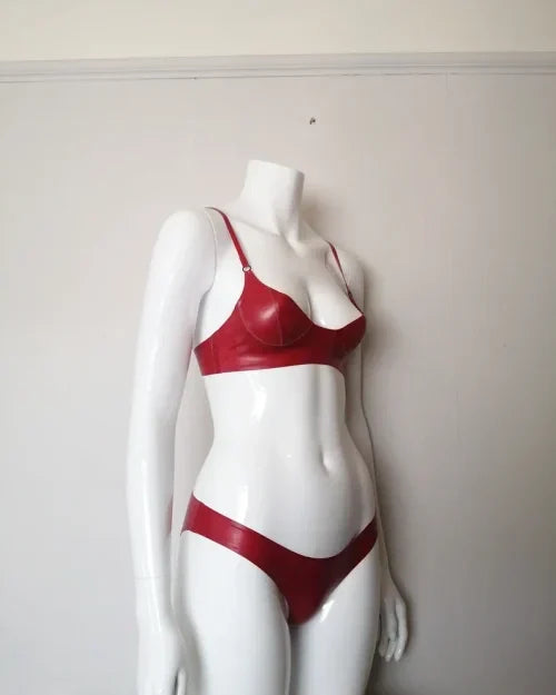 Elegant Red Latex Bikini Set for Women