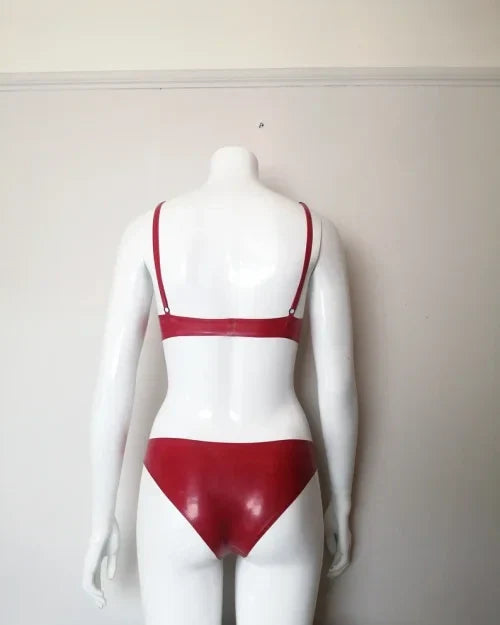 Elegant Red Latex Bikini Set for Women