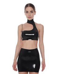 Black Latex Mini Skirt with a Sleek Design