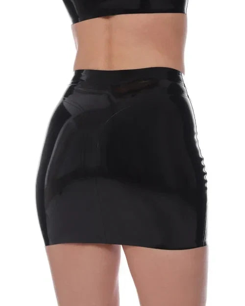 Black Latex Mini Skirt with a Sleek Design