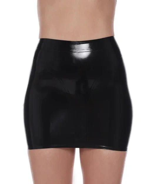 Black Latex Mini Skirt with a Sleek Design