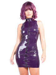 Purple Temptation Hochgeschlossenes Latexkleid