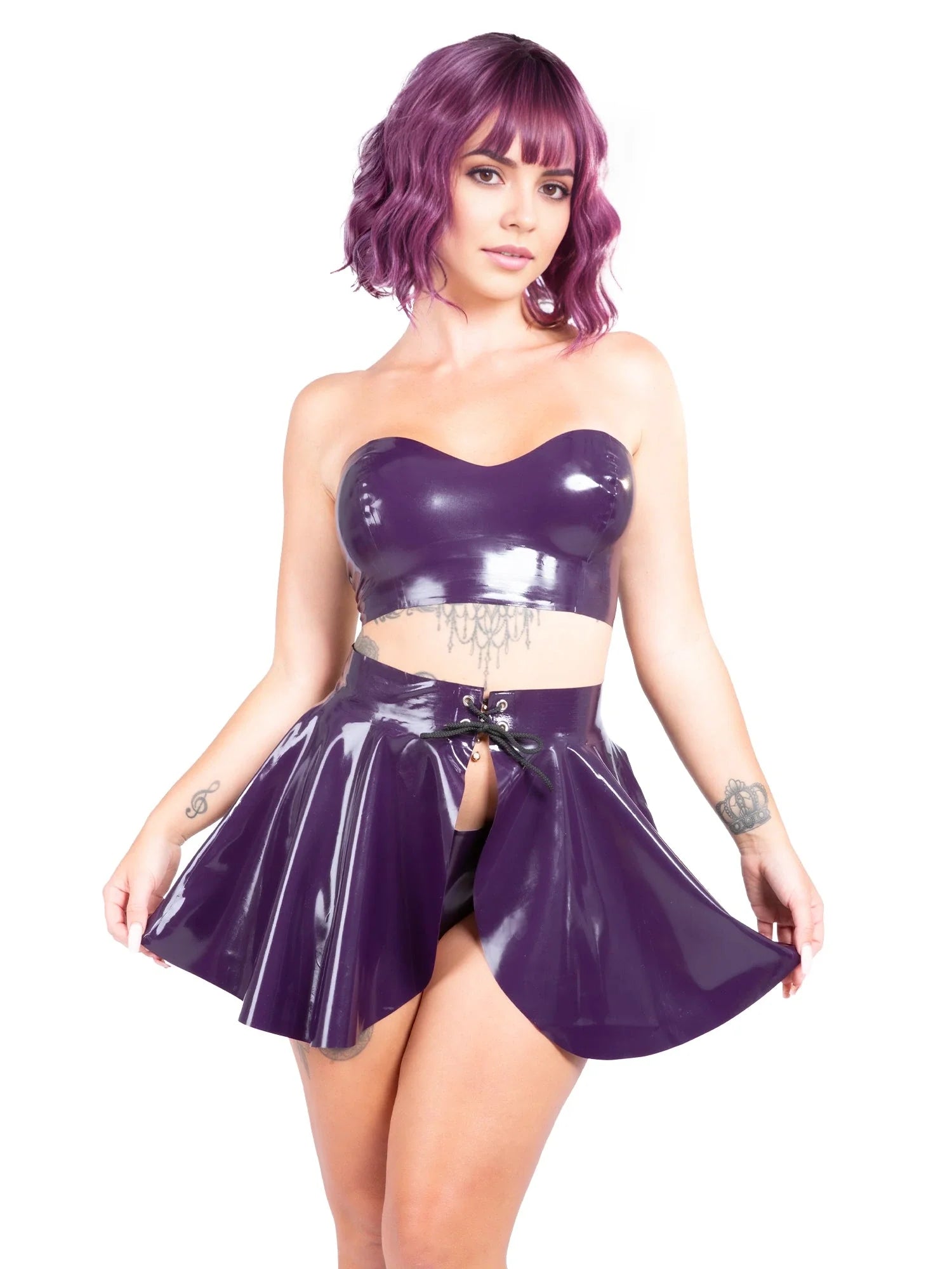 Purple Temptation Open Skirt Latex Skirt