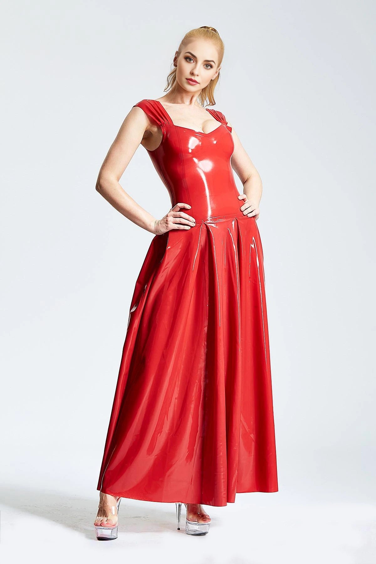 Panel-Pleated Formal Maxi Dress