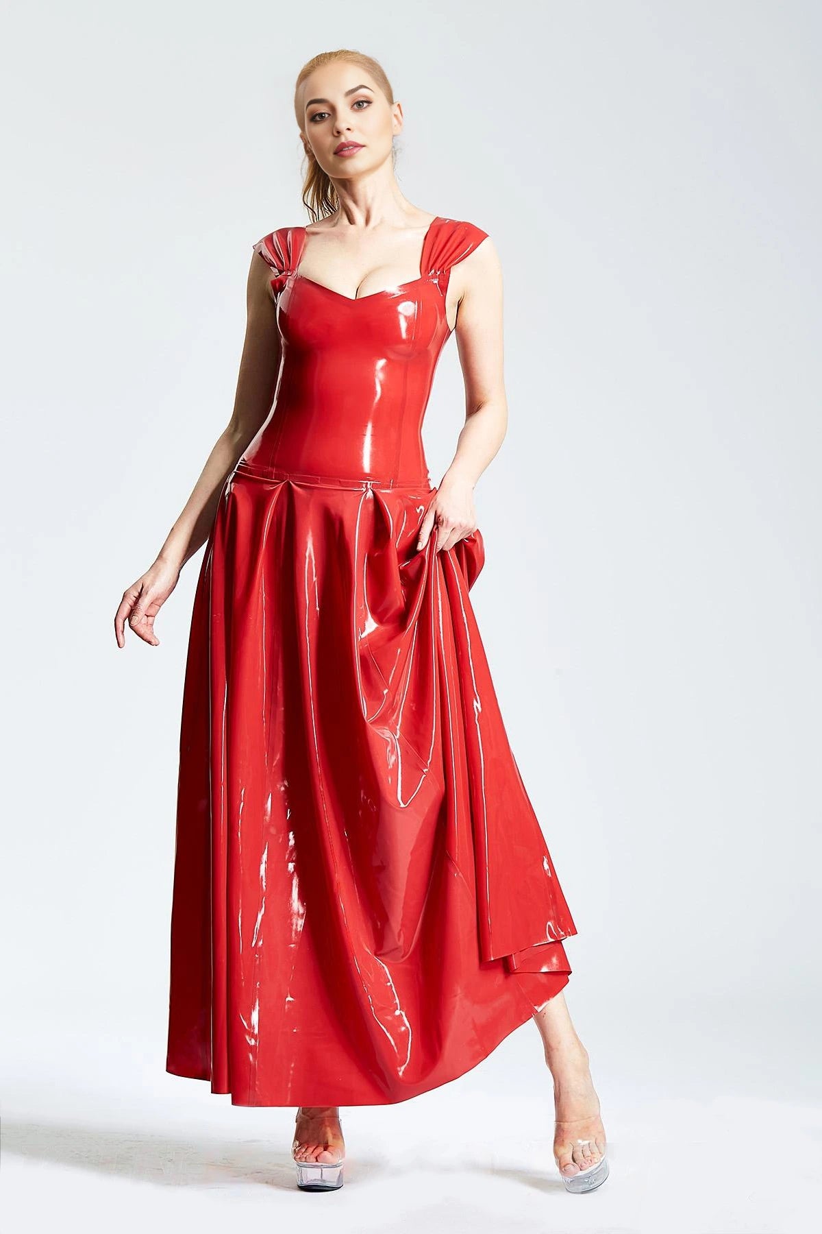 Panel-Pleated Formal Maxi Dress