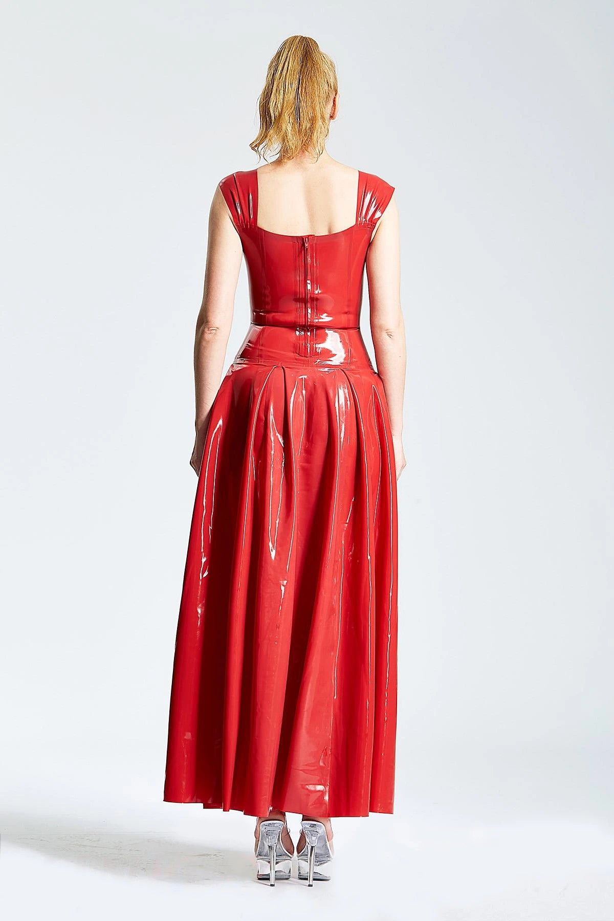 Panel-Pleated Formal Maxi Dress