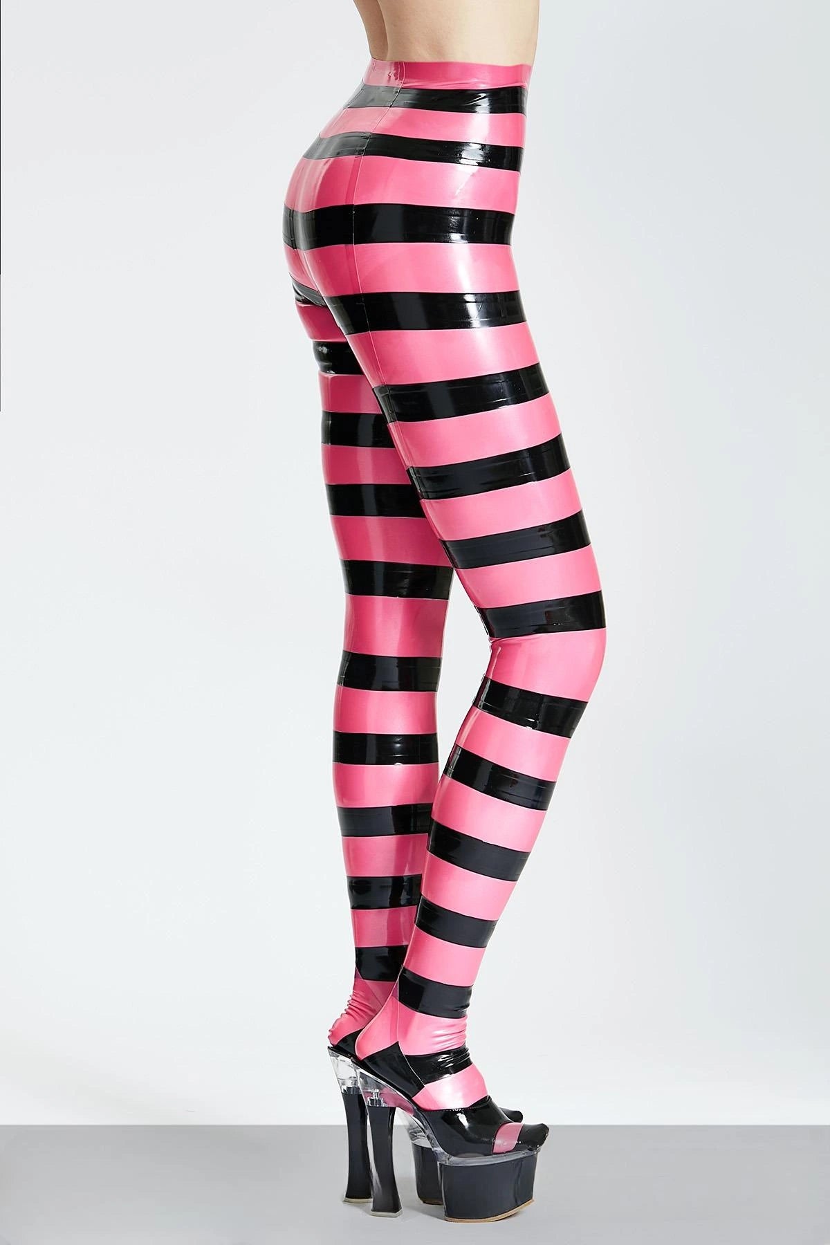 'Candy' Striped Latex Tights