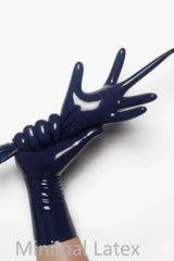 Dark Blue Classic Short Molded Latex Gloves