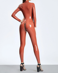 Catsuit mit Schlüssellochausschnitt und Gürtel