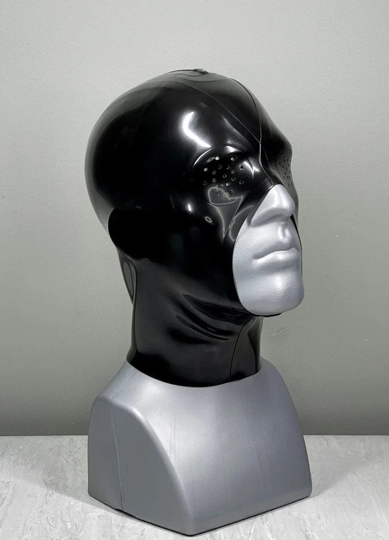 Latex Hood with Perforated Facial Features