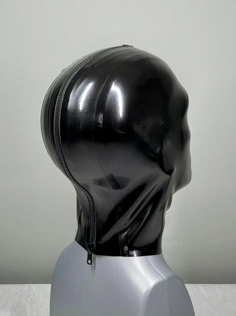 Latex Hood with Perforated Facial Features