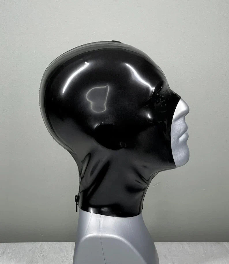 Latex Hood with Perforated Facial Features