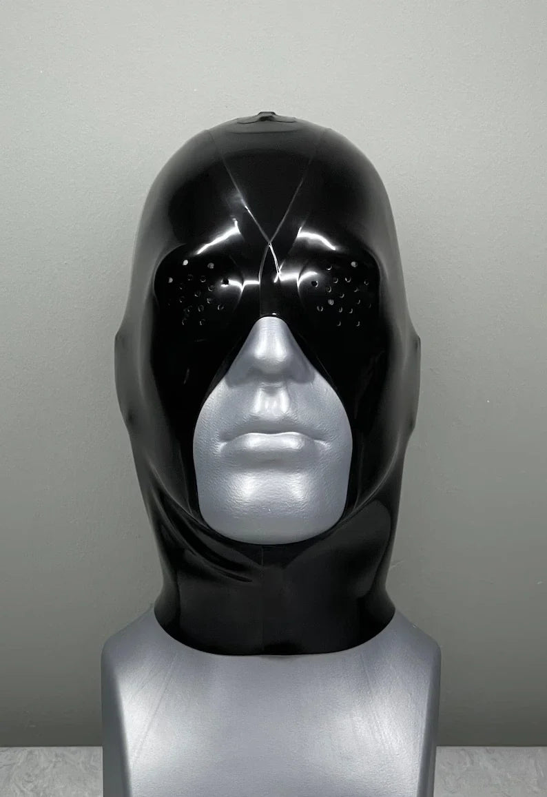 Latex Hood with Perforated Facial Features