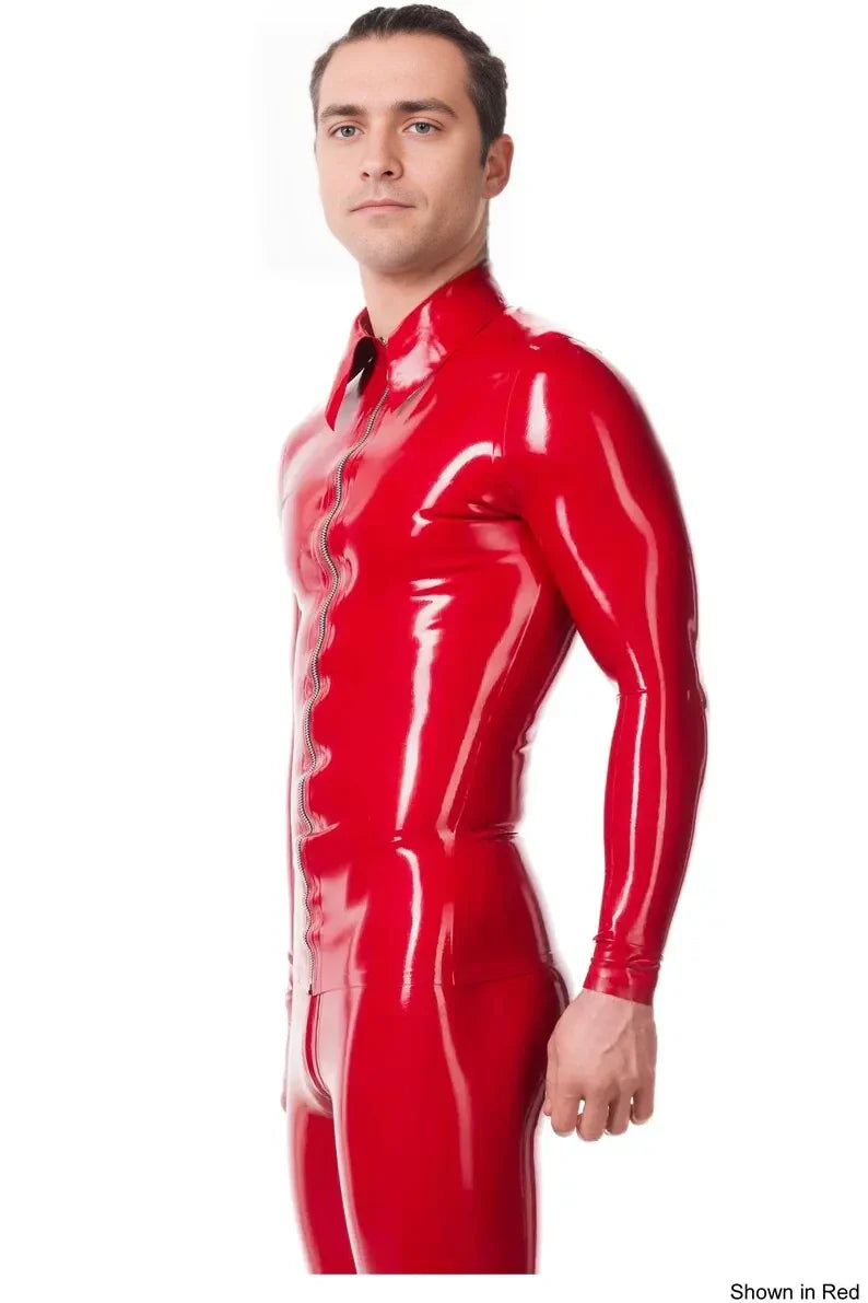 Polo Neck Long Sleeve Latex Shirt