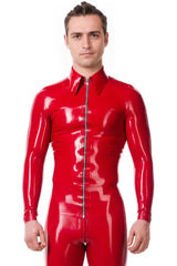 Polo Neck Long Sleeve Latex Shirt