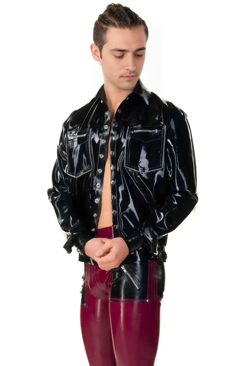 Latex Bomber Press Stud Front Jacket