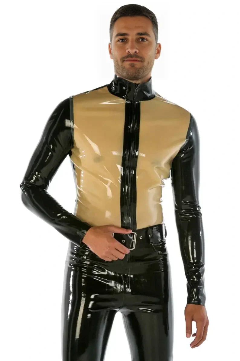 Latex Long-Sleeved High Neck Style Top