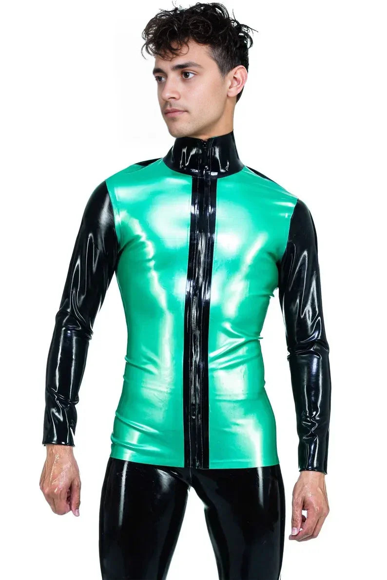 Latex Long-Sleeved High Neck Style Top