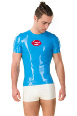 Latex T-Shirt with Bold Lip Print