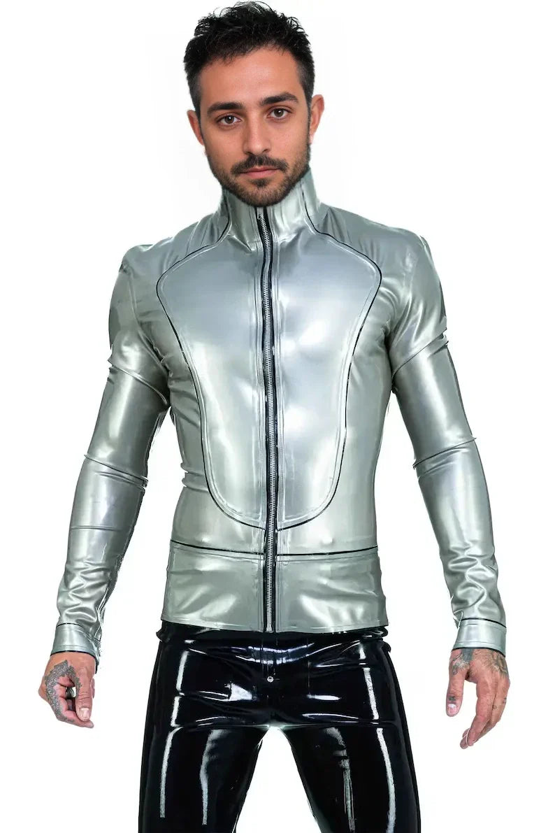 Latex High Neckline Trim Jacket