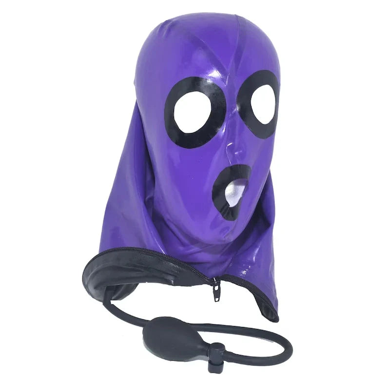 Black and Purple Latex Hood with Inflation System