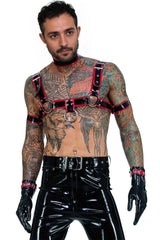 Latex Chest Harness with Red Trimming