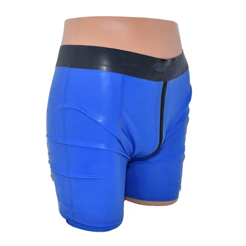 Latex Double Zipper Shorts