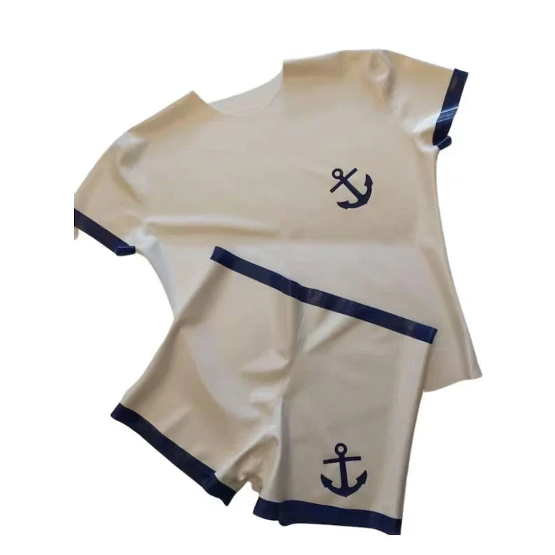 Latex Three-Piece Sailor Costume Outfit