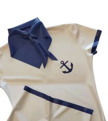 Latex Three-Piece Sailor Costume Outfit