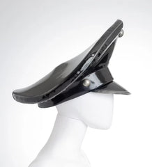 Sleek Black Latex Military Cap