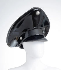 Sleek Black Latex Military Cap