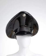 Sleek Black Latex Military Cap