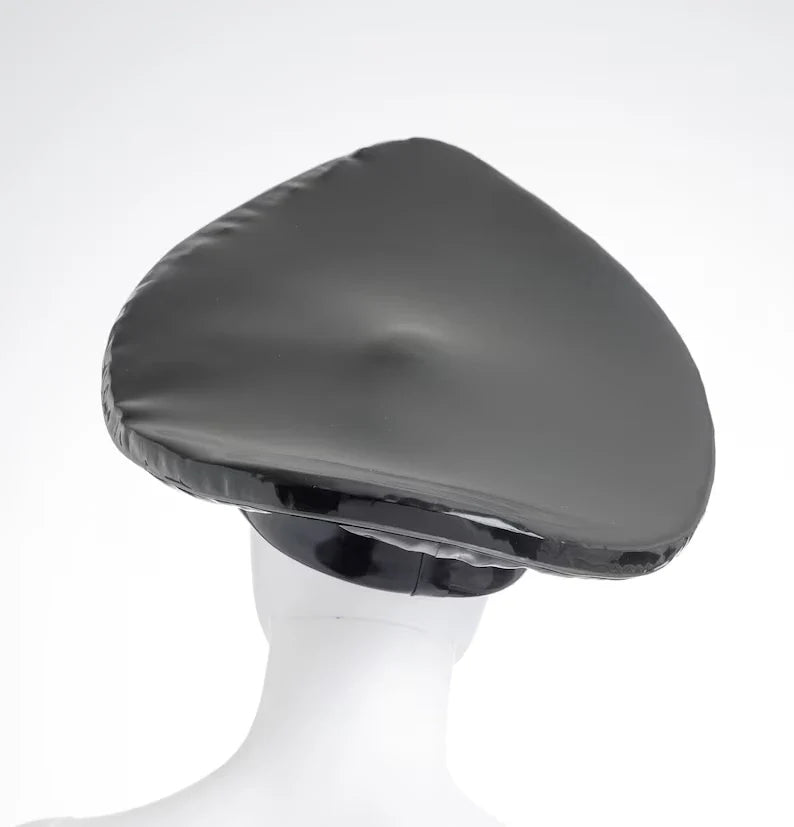 Sleek Black Latex Military Cap