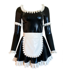 Latex Mini Maid Dress with Long Sleeves