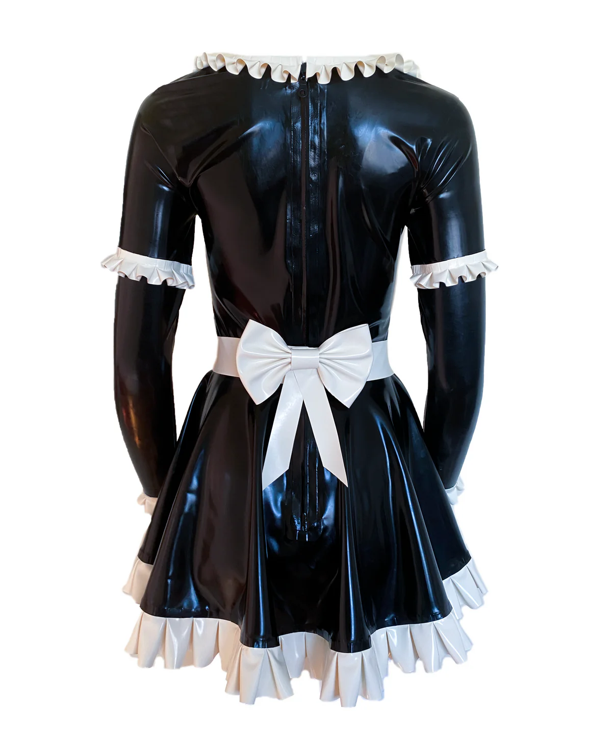 Latex Mini Maid Dress with Long Sleeves