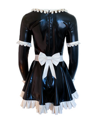 Latex Mini Maid Dress with Long Sleeves